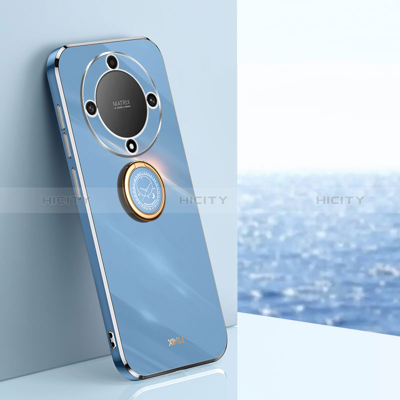 Funda Silicona Carcasa Ultrafina Goma con Magnetico Anillo de dedo Soporte XL1 para Huawei Honor X9a 5G Azul