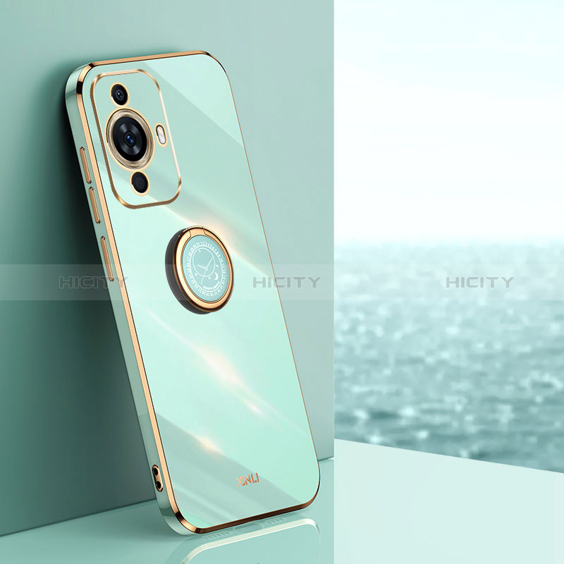 Funda Silicona Carcasa Ultrafina Goma con Magnetico Anillo de dedo Soporte XL1 para Huawei Nova 11 Pro Verde