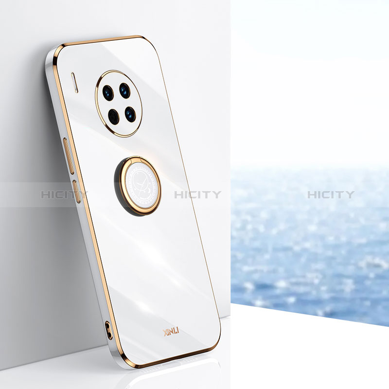 Funda Silicona Carcasa Ultrafina Goma con Magnetico Anillo de dedo Soporte XL1 para Huawei Nova 8i Blanco