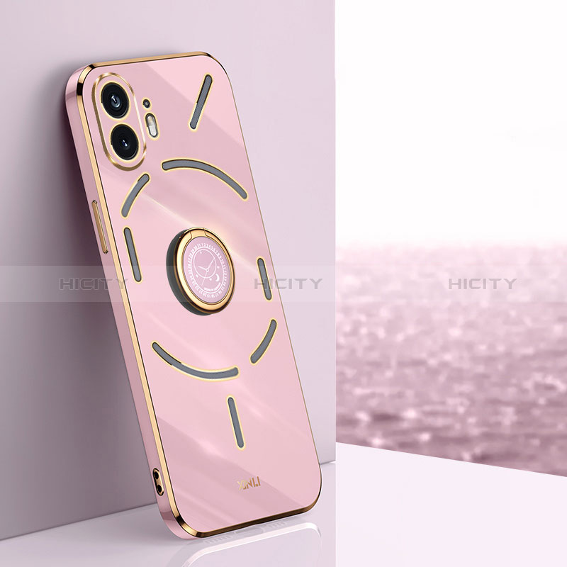 Funda Silicona Carcasa Ultrafina Goma con Magnetico Anillo de dedo Soporte XL1 para Nothing Phone 2 Purpura Claro