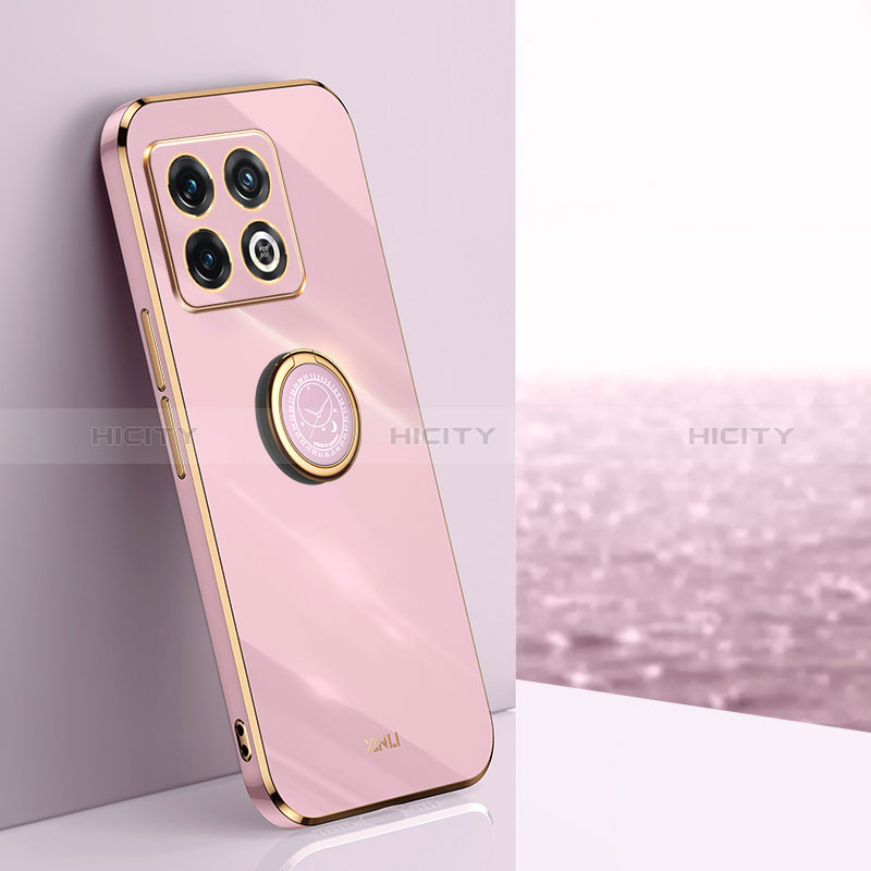 Funda Silicona Carcasa Ultrafina Goma con Magnetico Anillo de dedo Soporte XL1 para OnePlus 10 Pro 5G Purpura Claro