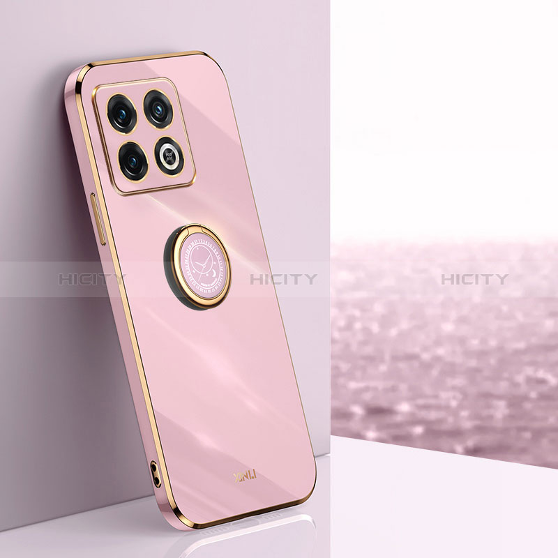 Funda Silicona Carcasa Ultrafina Goma con Magnetico Anillo de dedo Soporte XL1 para OnePlus 10T 5G Purpura Claro