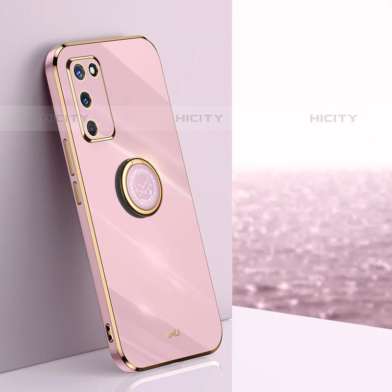 Funda Silicona Carcasa Ultrafina Goma con Magnetico Anillo de dedo Soporte XL1 para Oppo A53s 5G Rosa