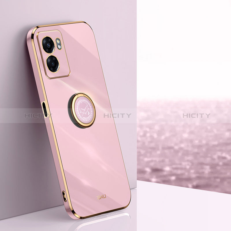 Funda Silicona Carcasa Ultrafina Goma con Magnetico Anillo de dedo Soporte XL1 para Oppo A57e Rosa