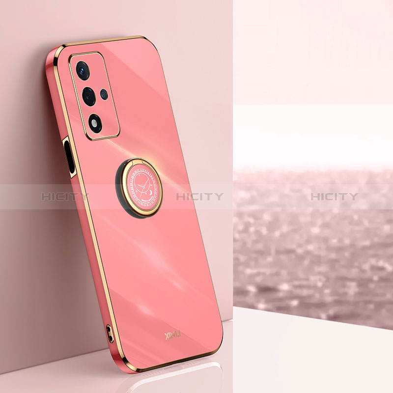 Funda Silicona Carcasa Ultrafina Goma con Magnetico Anillo de dedo Soporte XL1 para Oppo A93s 5G Rosa Roja