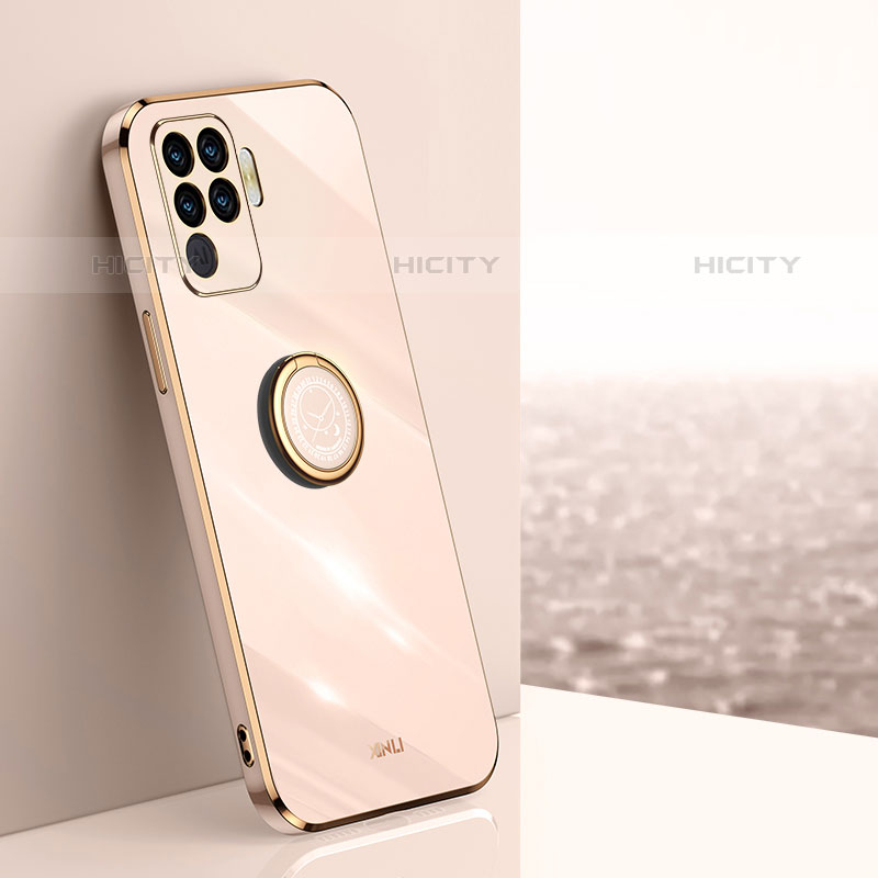 Funda Silicona Carcasa Ultrafina Goma con Magnetico Anillo de dedo Soporte XL1 para Oppo F19 Pro Oro