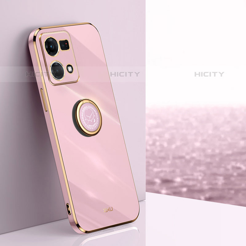 Funda Silicona Carcasa Ultrafina Goma con Magnetico Anillo de dedo Soporte XL1 para Oppo F21 Pro 4G Rosa