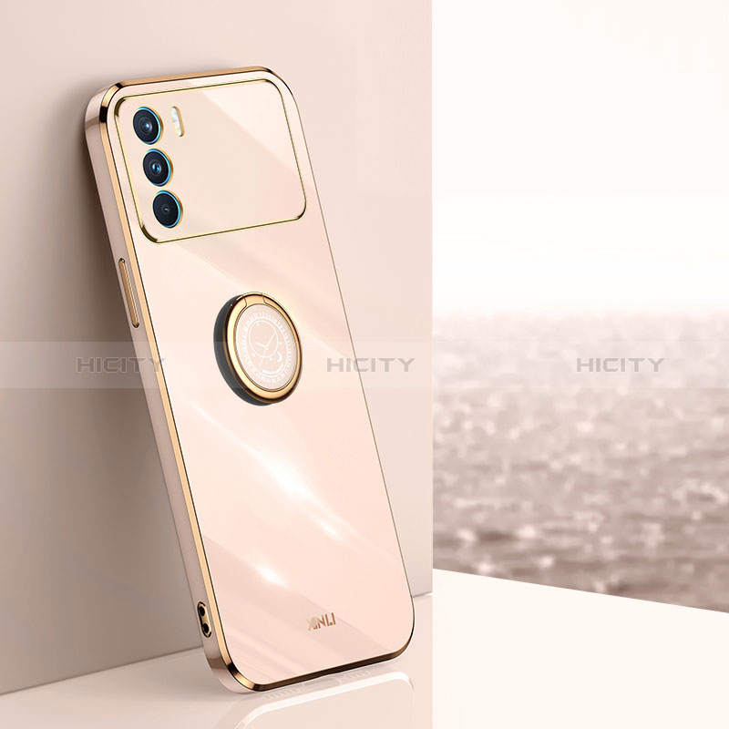 Funda Silicona Carcasa Ultrafina Goma con Magnetico Anillo de dedo Soporte XL1 para Oppo K9 Pro 5G Oro