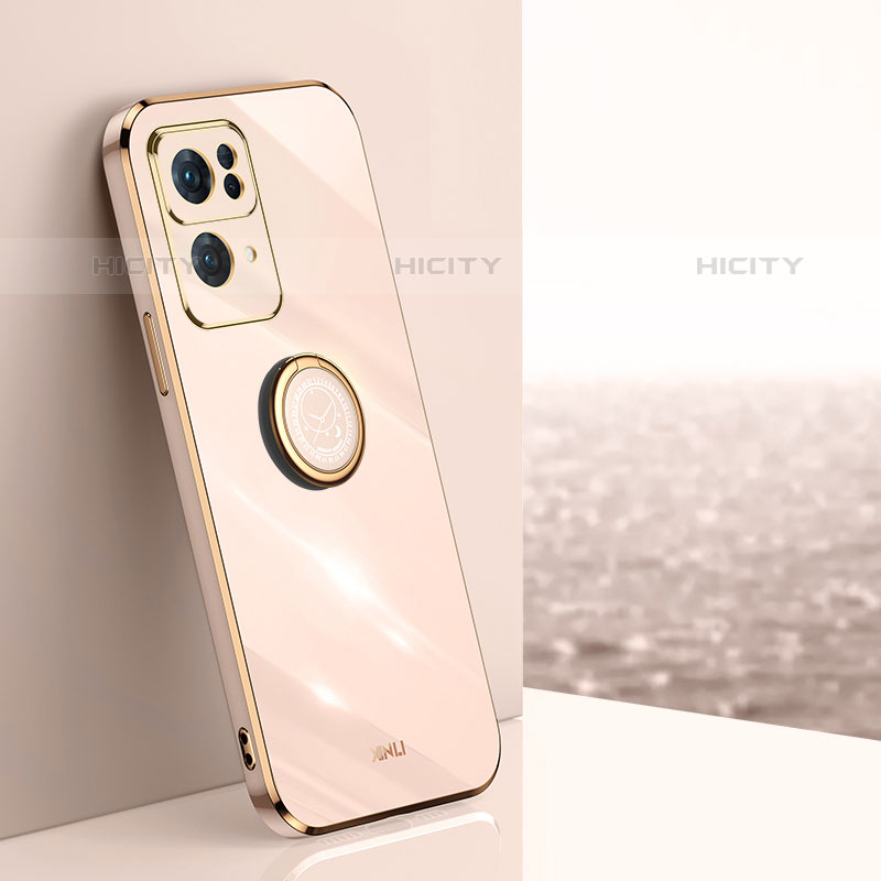 Funda Silicona Carcasa Ultrafina Goma con Magnetico Anillo de dedo Soporte XL1 para Oppo Reno7 Pro 5G Oro