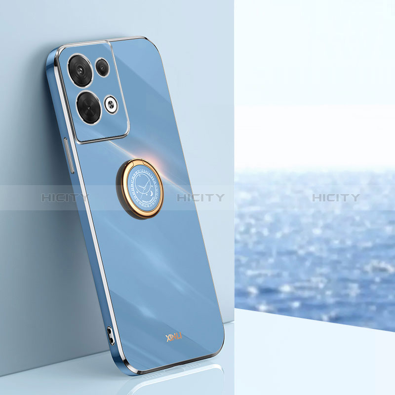 Funda Silicona Carcasa Ultrafina Goma con Magnetico Anillo de dedo Soporte XL1 para Oppo Reno9 Pro+ Plus 5G Azul