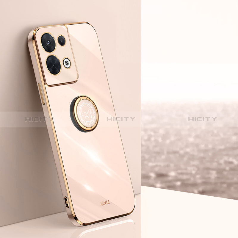 Funda Silicona Carcasa Ultrafina Goma con Magnetico Anillo de dedo Soporte XL1 para Oppo Reno9 Pro+ Plus 5G Oro