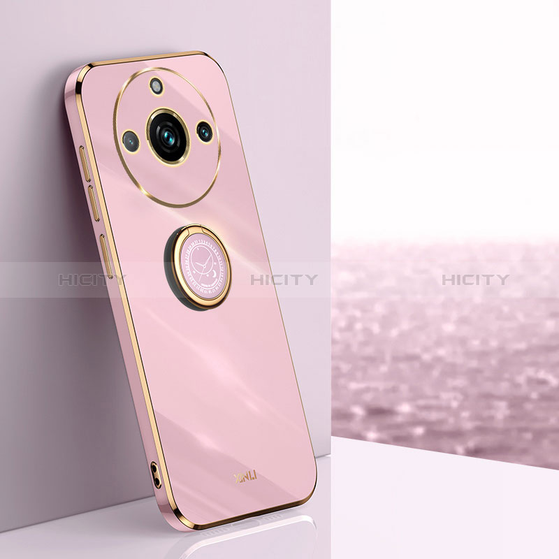 Funda Silicona Carcasa Ultrafina Goma con Magnetico Anillo de dedo Soporte XL1 para Realme 11 Pro 5G Purpura Claro