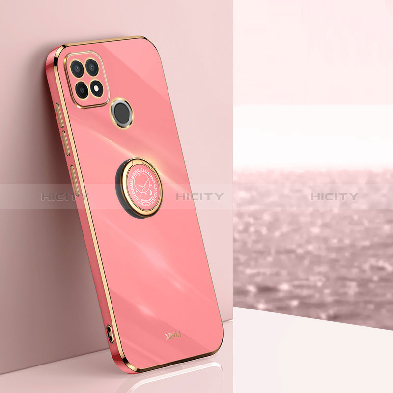 Funda Silicona Carcasa Ultrafina Goma con Magnetico Anillo de dedo Soporte XL1 para Realme C25Y India Rosa Roja