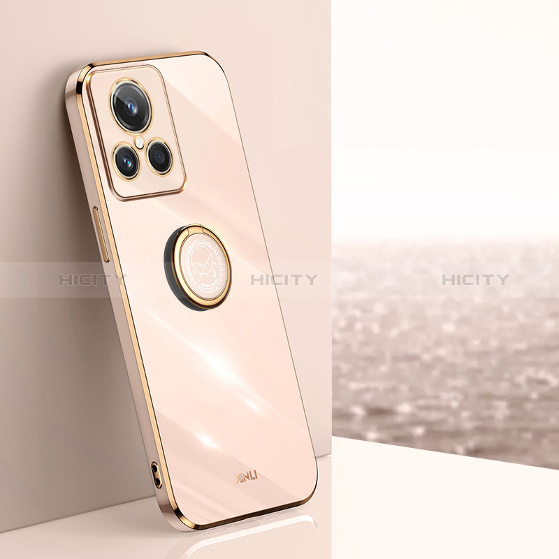 Funda Silicona Carcasa Ultrafina Goma con Magnetico Anillo de dedo Soporte XL1 para Realme GT2 Master Explorer Oro Rosa