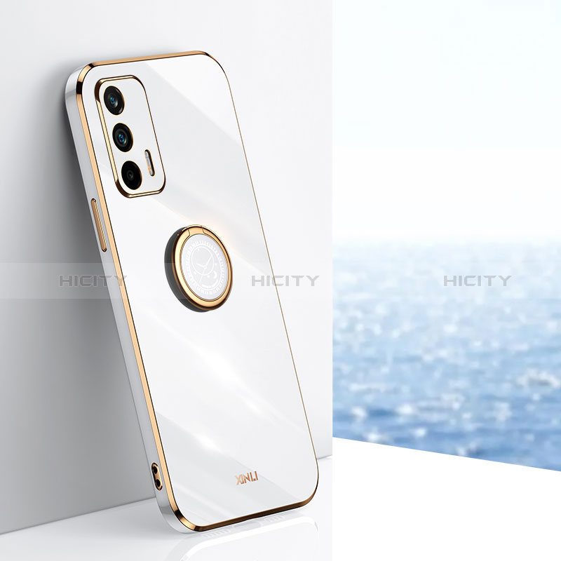 Funda Silicona Carcasa Ultrafina Goma con Magnetico Anillo de dedo Soporte XL1 para Realme Q3 Pro 5G Blanco