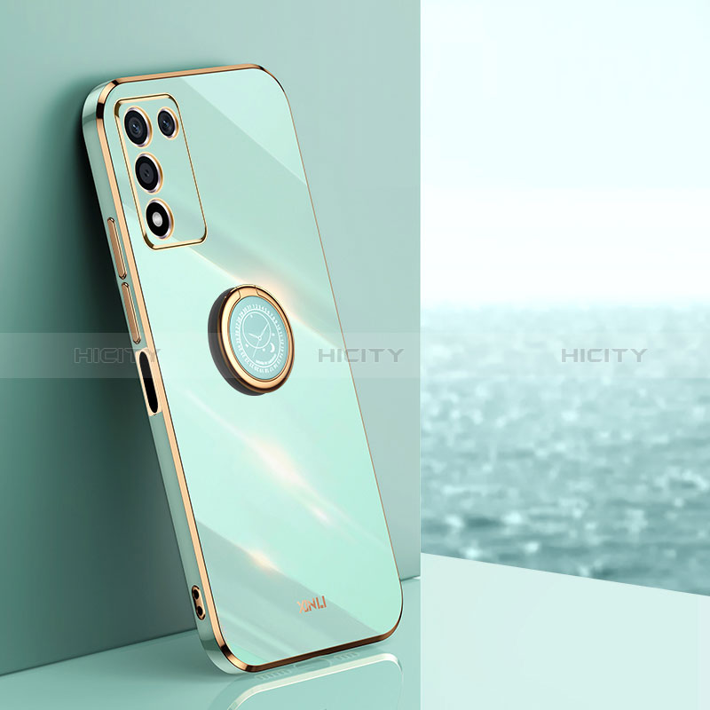 Funda Silicona Carcasa Ultrafina Goma con Magnetico Anillo de dedo Soporte XL1 para Realme Q3s 5G Verde