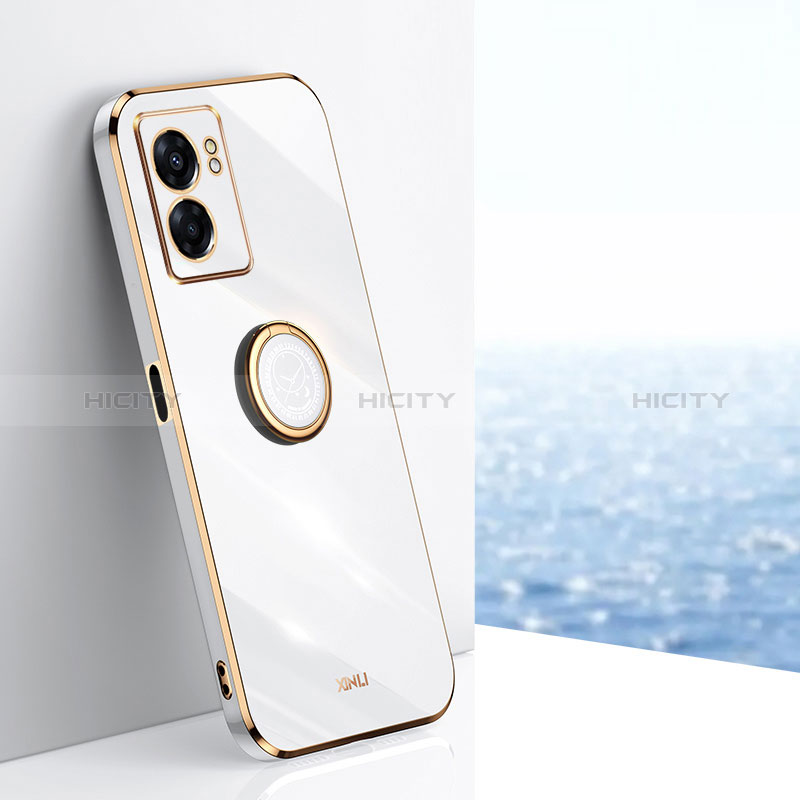 Funda Silicona Carcasa Ultrafina Goma con Magnetico Anillo de dedo Soporte XL1 para Realme V23i 5G Blanco