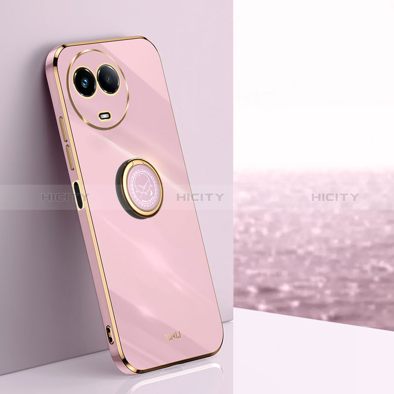 Funda Silicona Carcasa Ultrafina Goma con Magnetico Anillo de dedo Soporte XL1 para Realme V50s 5G Purpura Claro