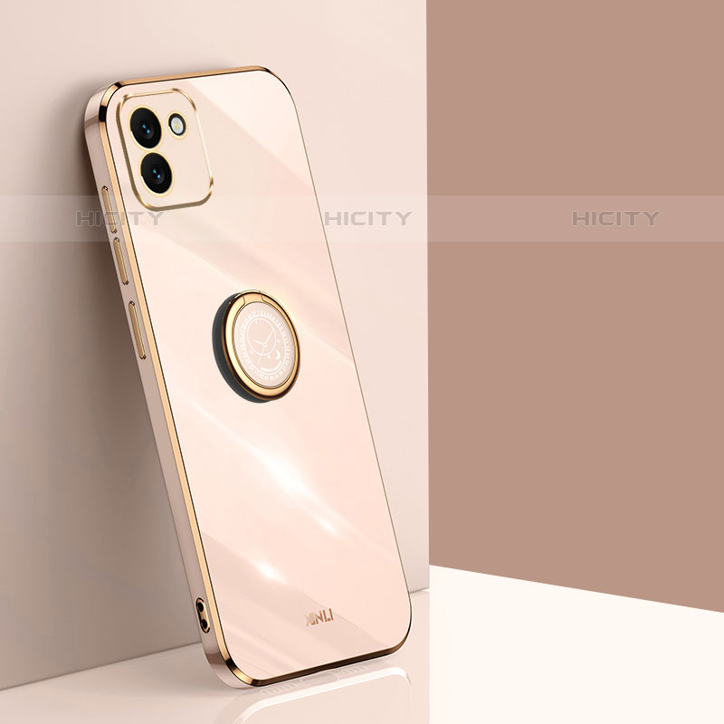 Funda Silicona Carcasa Ultrafina Goma con Magnetico Anillo de dedo Soporte XL1 para Samsung Galaxy A03 Oro