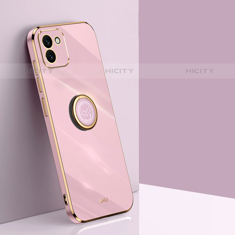 Funda Silicona Carcasa Ultrafina Goma con Magnetico Anillo de dedo Soporte XL1 para Samsung Galaxy A03 Rosa