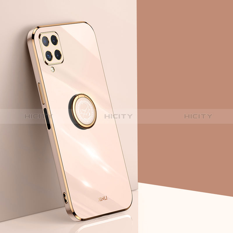 Funda Silicona Carcasa Ultrafina Goma con Magnetico Anillo de dedo Soporte XL1 para Samsung Galaxy A12 Oro