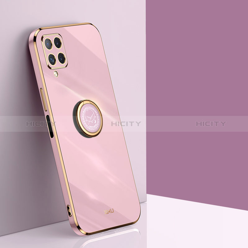 Funda Silicona Carcasa Ultrafina Goma con Magnetico Anillo de dedo Soporte XL1 para Samsung Galaxy A12 Rosa