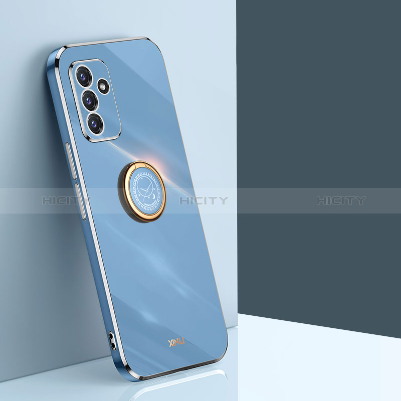 Funda Silicona Carcasa Ultrafina Goma con Magnetico Anillo de dedo Soporte XL1 para Samsung Galaxy A15 4G Azul