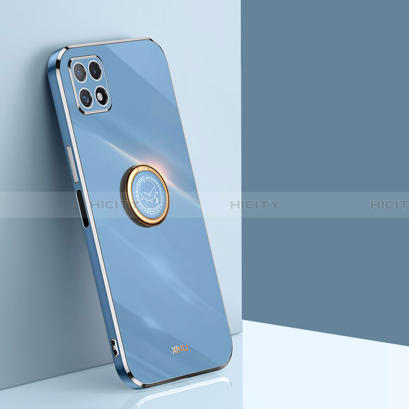 Funda Silicona Carcasa Ultrafina Goma con Magnetico Anillo de dedo Soporte XL1 para Samsung Galaxy A22 5G Azul