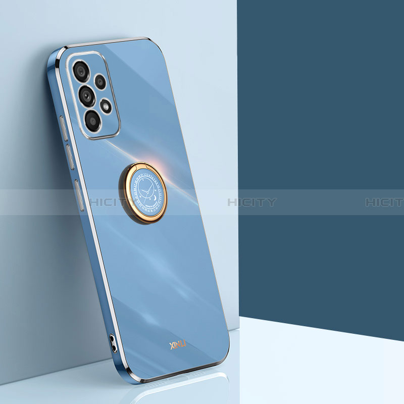 Funda Silicona Carcasa Ultrafina Goma con Magnetico Anillo de dedo Soporte XL1 para Samsung Galaxy A23 4G Azul