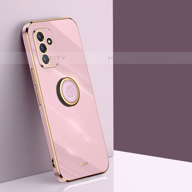 Funda Silicona Carcasa Ultrafina Goma con Magnetico Anillo de dedo Soporte XL1 para Samsung Galaxy A24 4G Rosa