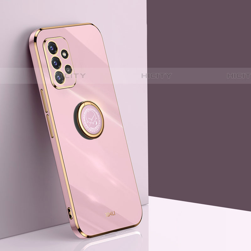 Funda Silicona Carcasa Ultrafina Goma con Magnetico Anillo de dedo Soporte XL1 para Samsung Galaxy A72 5G Rosa