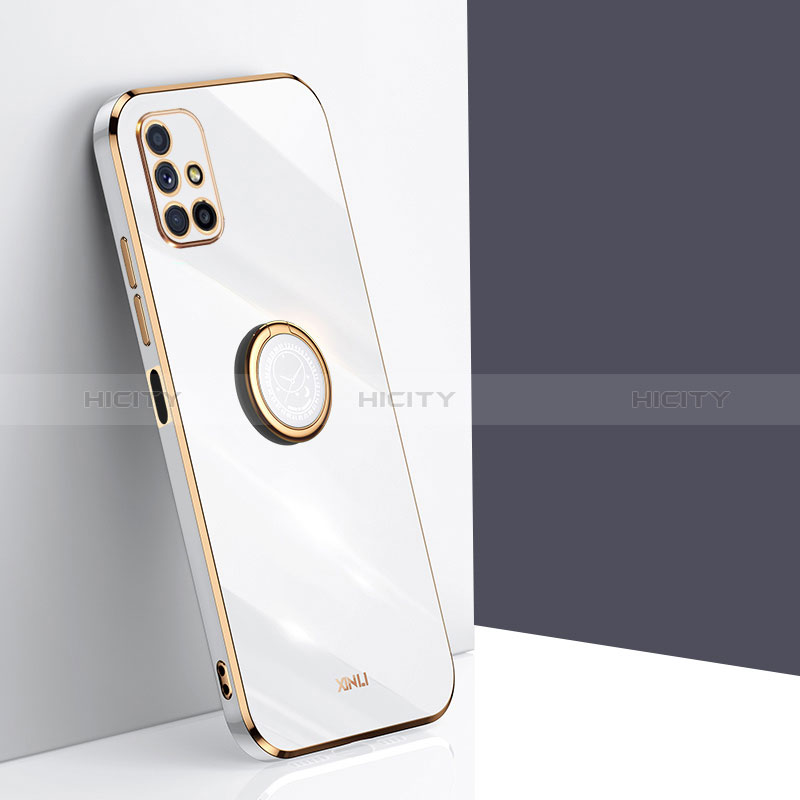 Funda Silicona Carcasa Ultrafina Goma con Magnetico Anillo de dedo Soporte XL1 para Samsung Galaxy M51 Blanco