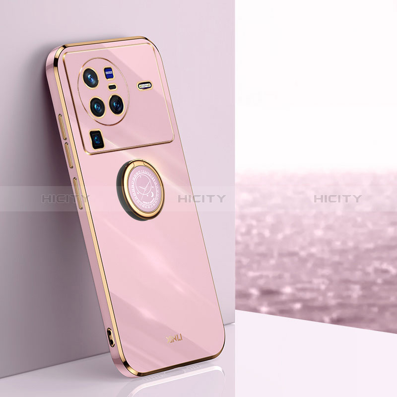 Funda Silicona Carcasa Ultrafina Goma con Magnetico Anillo de dedo Soporte XL1 para Vivo X80 Pro 5G