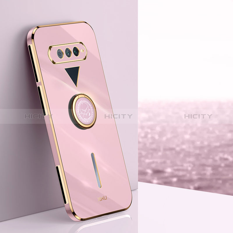 Funda Silicona Carcasa Ultrafina Goma con Magnetico Anillo de dedo Soporte XL1 para Xiaomi Black Shark 4S 5G Rosa