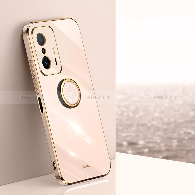 Funda Silicona Carcasa Ultrafina Goma con Magnetico Anillo de dedo Soporte XL1 para Xiaomi Mi 11T 5G Oro