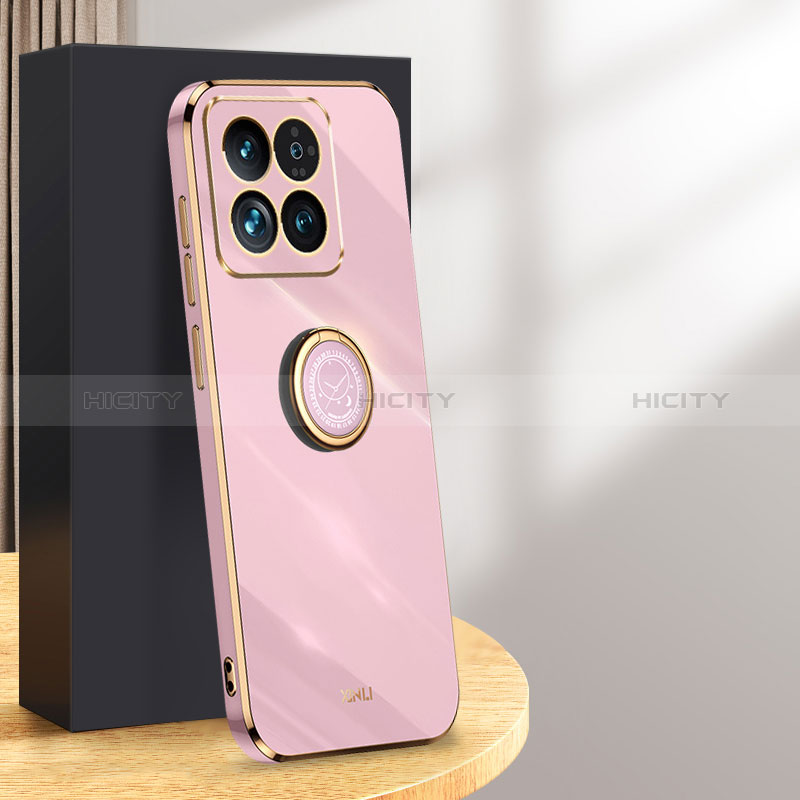 Funda Silicona Carcasa Ultrafina Goma con Magnetico Anillo de dedo Soporte XL1 para Xiaomi Mi 14 Pro 5G