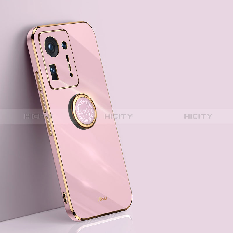 Funda Silicona Carcasa Ultrafina Goma con Magnetico Anillo de dedo Soporte XL1 para Xiaomi Mi Mix 4 5G Rosa