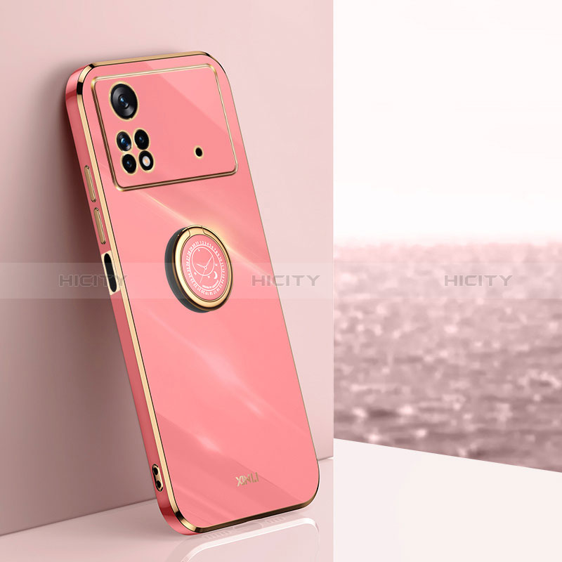 Funda Silicona Carcasa Ultrafina Goma con Magnetico Anillo de dedo Soporte XL1 para Xiaomi Poco M4 Pro 4G