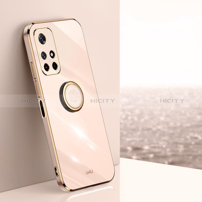 Funda Silicona Carcasa Ultrafina Goma con Magnetico Anillo de dedo Soporte XL1 para Xiaomi Poco M4 Pro 5G Oro