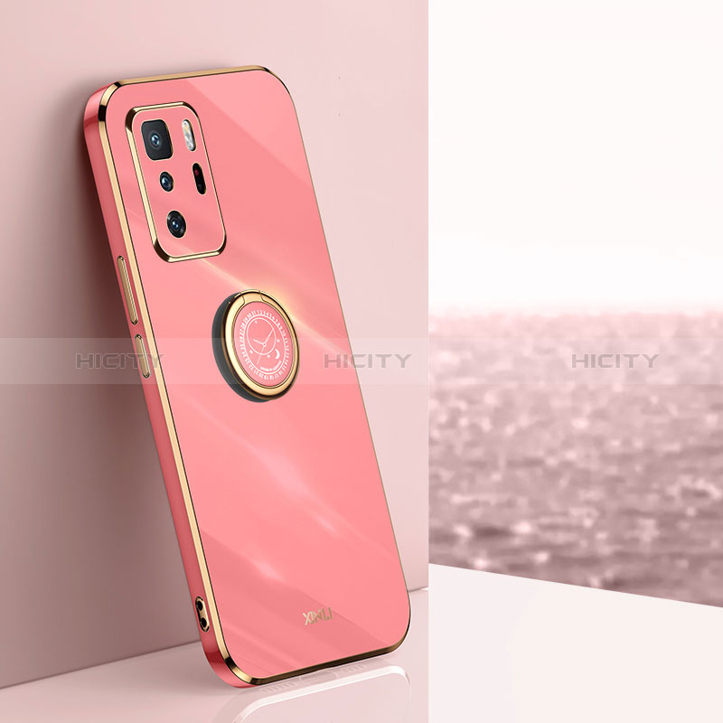 Funda Silicona Carcasa Ultrafina Goma con Magnetico Anillo de dedo Soporte XL1 para Xiaomi Poco X3 GT 5G Rosa Roja