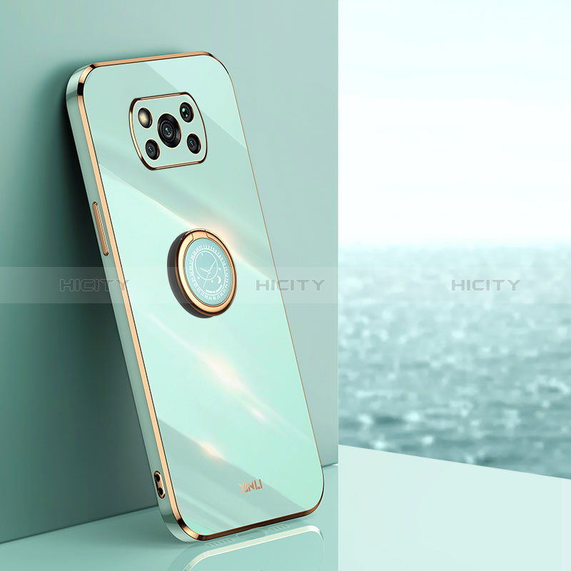 Funda Silicona Carcasa Ultrafina Goma con Magnetico Anillo de dedo Soporte XL1 para Xiaomi Poco X3 NFC