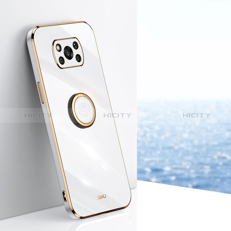 Funda Silicona Carcasa Ultrafina Goma con Magnetico Anillo de dedo Soporte XL1 para Xiaomi Poco X3 Pro Blanco