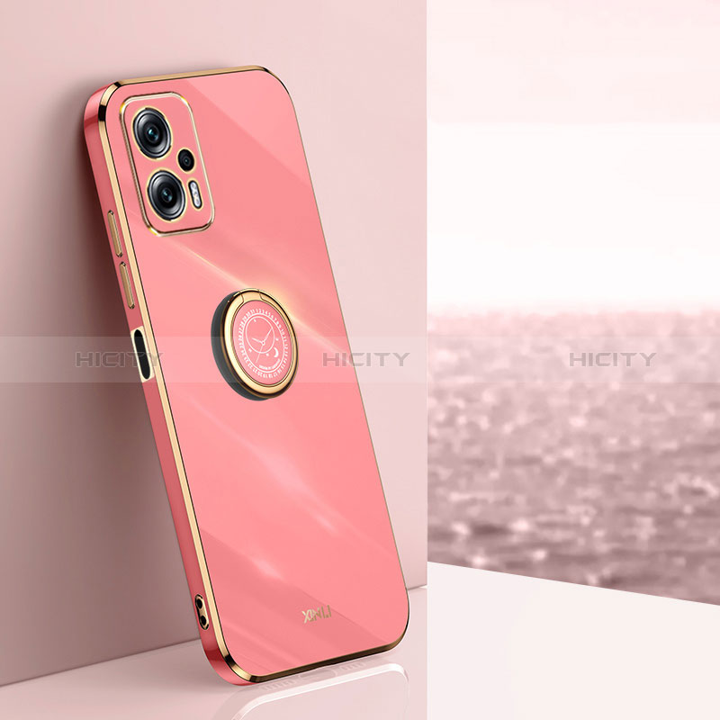 Funda Silicona Carcasa Ultrafina Goma con Magnetico Anillo de dedo Soporte XL1 para Xiaomi Poco X4 GT 5G Rosa Roja