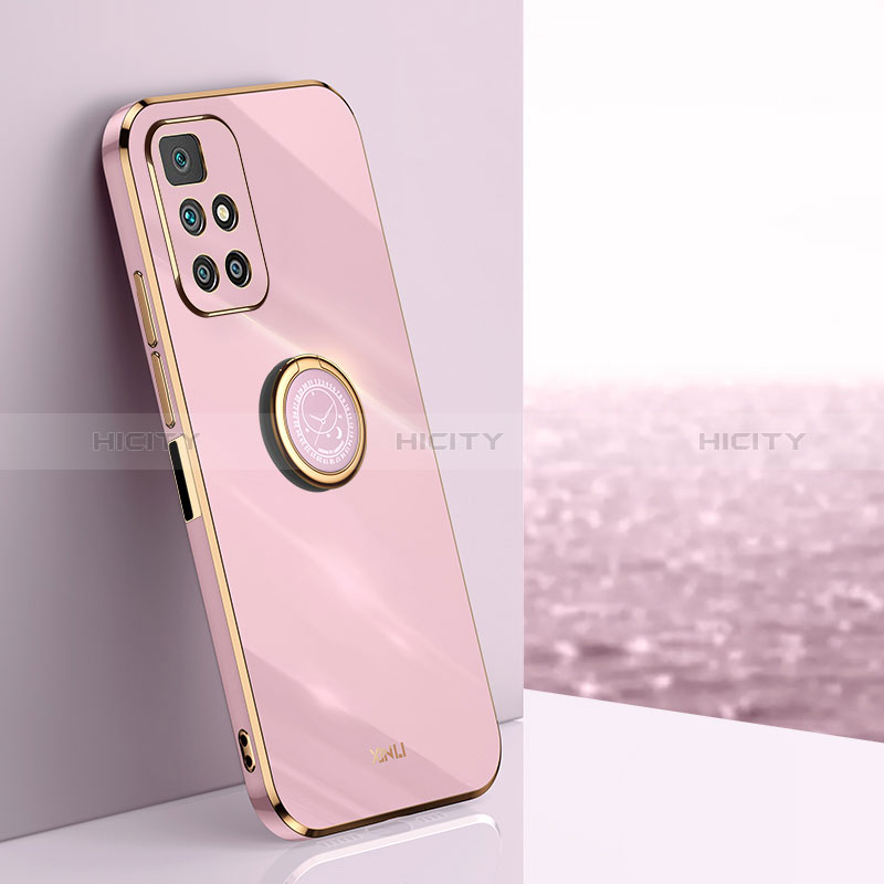 Funda Silicona Carcasa Ultrafina Goma con Magnetico Anillo de dedo Soporte XL1 para Xiaomi Redmi 10 (2022) Rosa