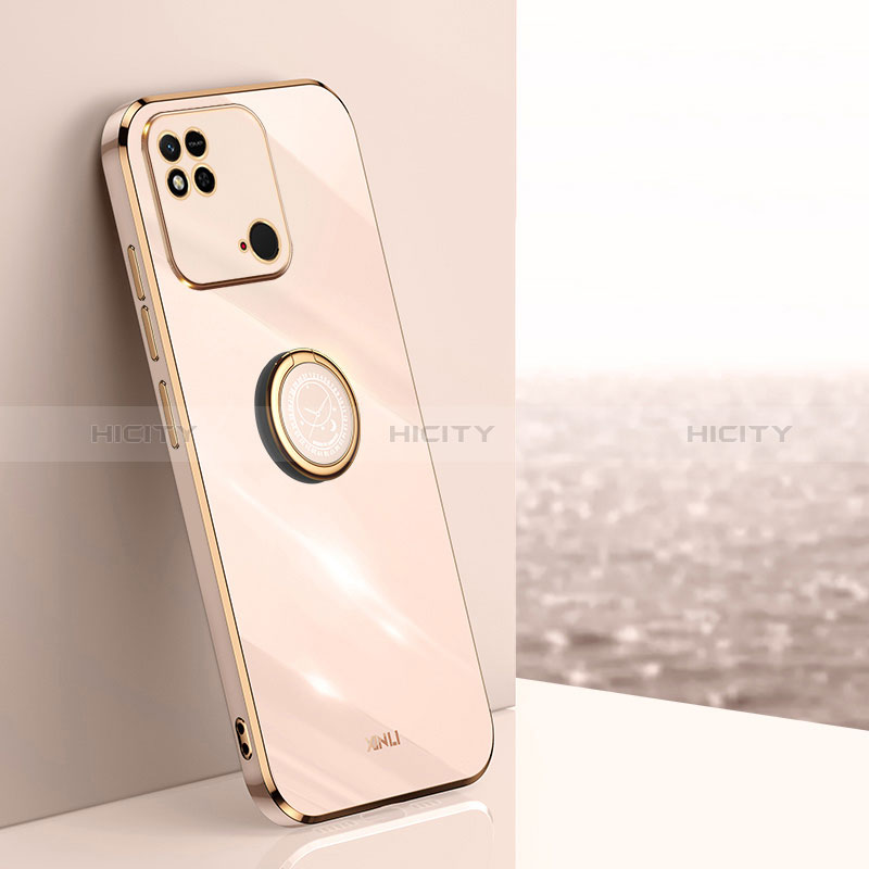 Funda Silicona Carcasa Ultrafina Goma con Magnetico Anillo de dedo Soporte XL1 para Xiaomi Redmi 10 India Oro