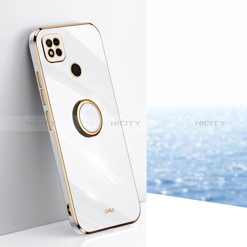 Funda Silicona Carcasa Ultrafina Goma con Magnetico Anillo de dedo Soporte XL1 para Xiaomi Redmi 10A 4G Blanco