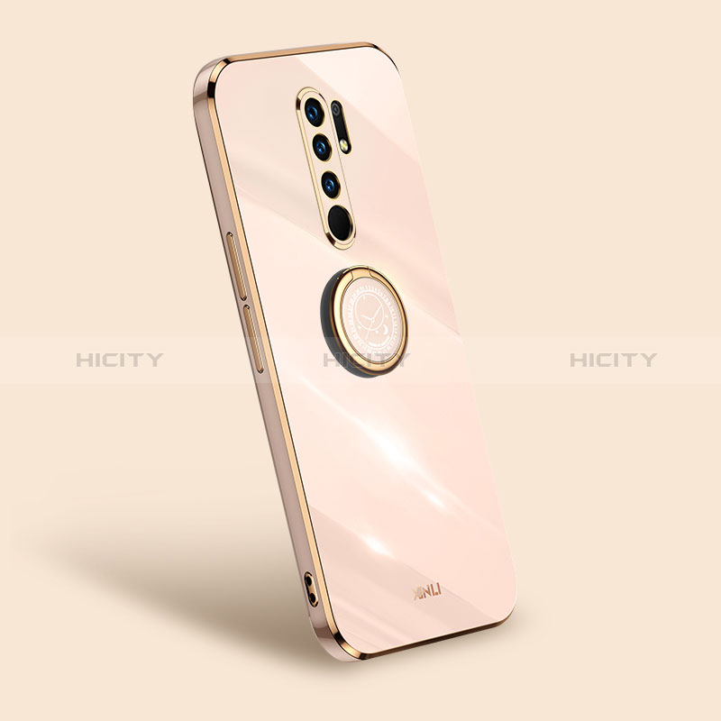 Funda Silicona Carcasa Ultrafina Goma con Magnetico Anillo de dedo Soporte XL1 para Xiaomi Redmi 9 Oro