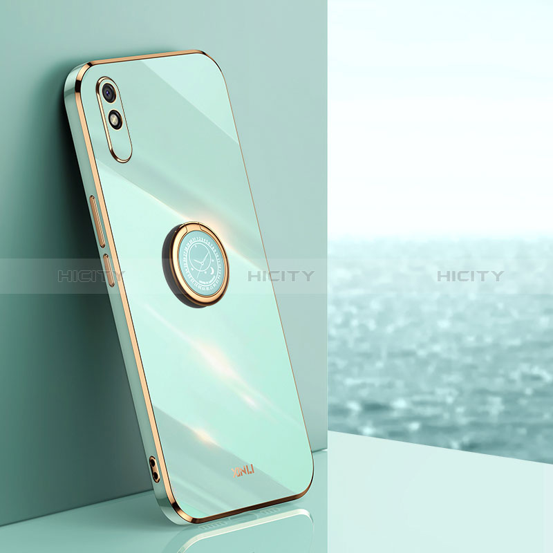 Funda Silicona Carcasa Ultrafina Goma con Magnetico Anillo de dedo Soporte XL1 para Xiaomi Redmi 9AT Verde