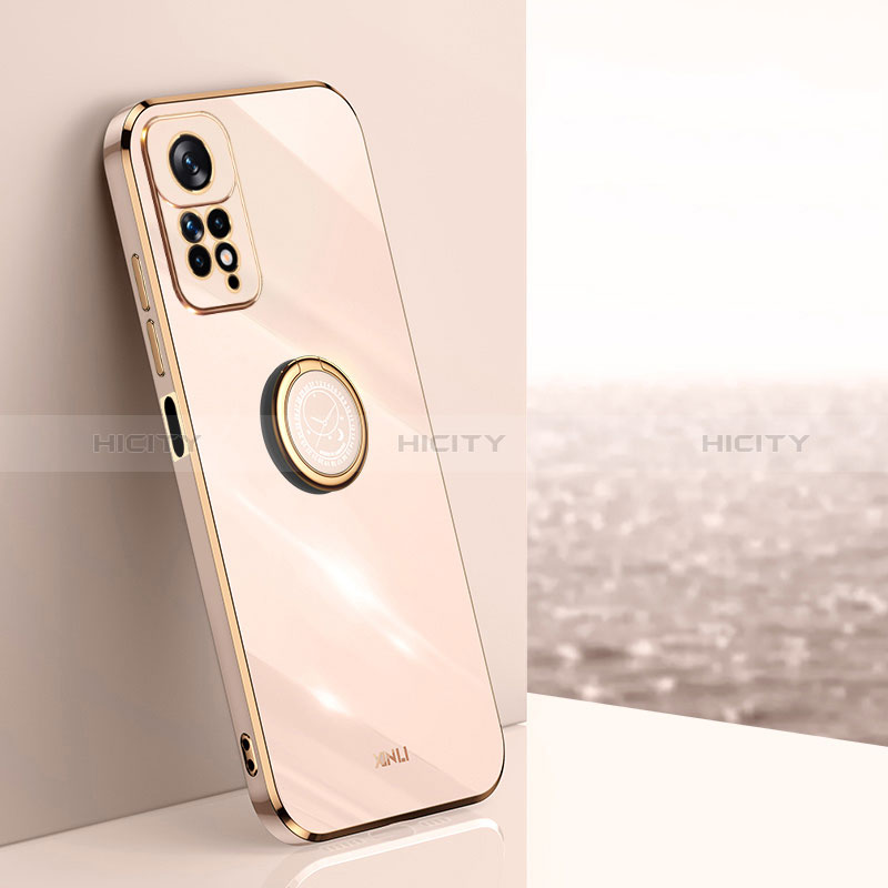 Funda Silicona Carcasa Ultrafina Goma con Magnetico Anillo de dedo Soporte XL1 para Xiaomi Redmi Note 11 Pro 4G Oro