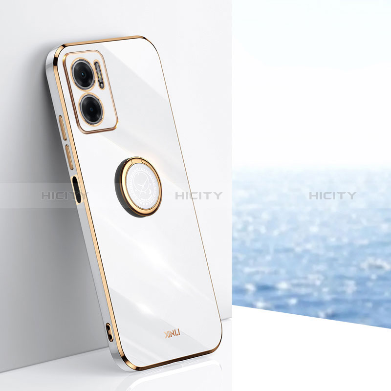 Funda Silicona Carcasa Ultrafina Goma con Magnetico Anillo de dedo Soporte XL1 para Xiaomi Redmi Note 11E 5G Blanco